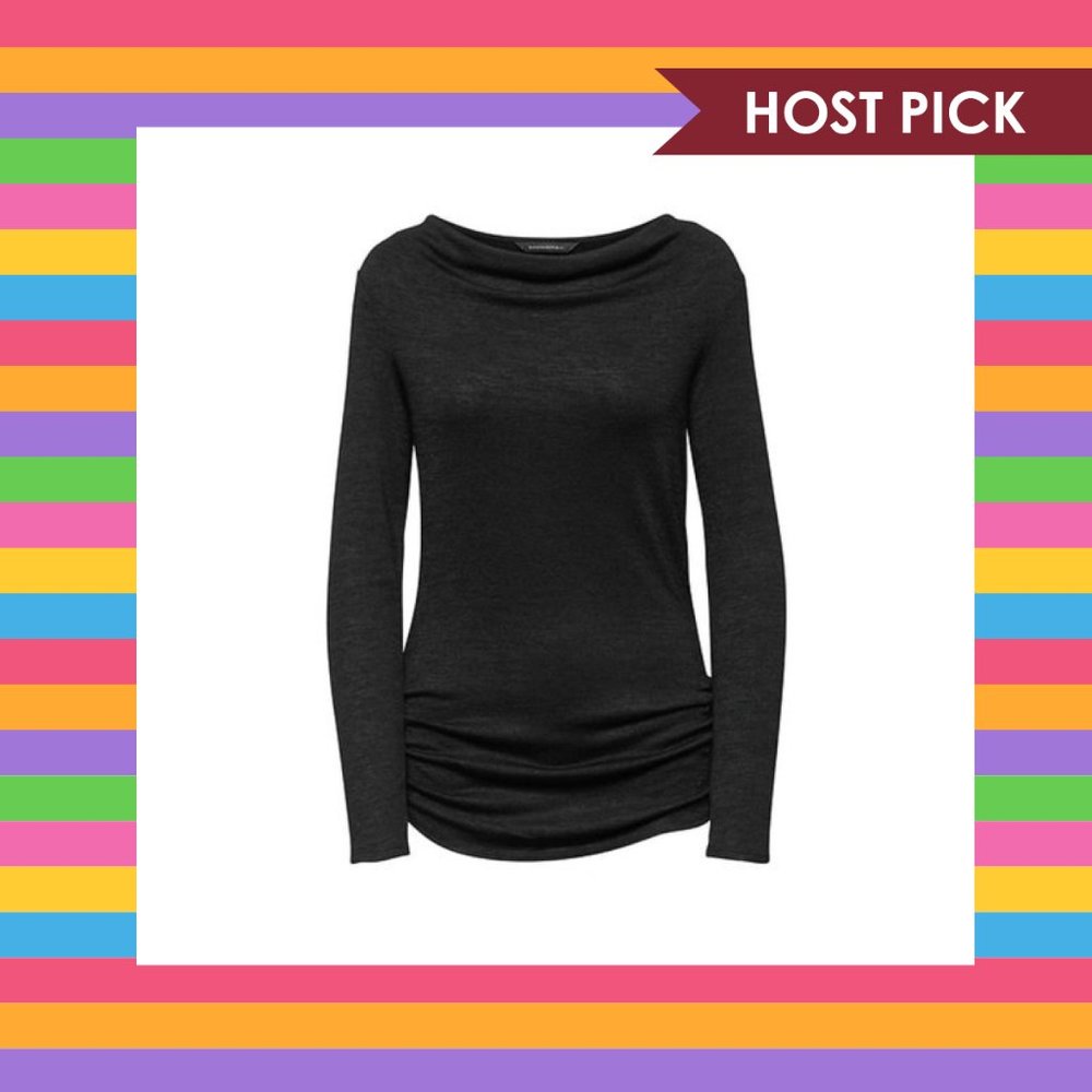 Banana Republic Luxespun Cowl-Neck Top Black (S) - NWT